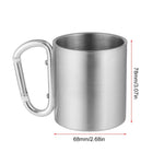 Outdoor Hiking Coffee Mug - Stainless Steel + Self Lock Carabiner Handle