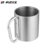 Outdoor Hiking Coffee Mug - Stainless Steel + Self Lock Carabiner Handle