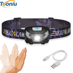 3000LM Mini Rechargeable LED HeadLamp Body Motion Sensor LED Bicycle Head Light Lamp Outdoor Camping Flashlight With USB