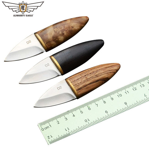 Mini Survival Knife with a wood handle - stainless steel