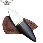 Mini Survival Knife with a wood handle - stainless steel
